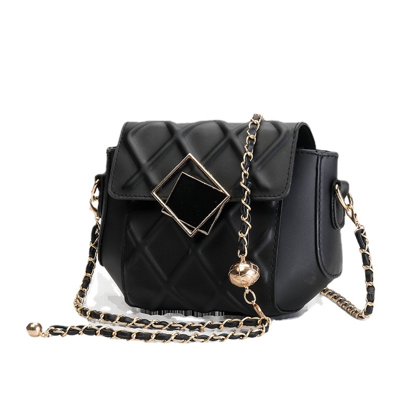 Túi đeo chéo hình thoi nhỏ nhắn phối dây đeo sợi xích phong cách Hàn Quốc thời trang cho nữ