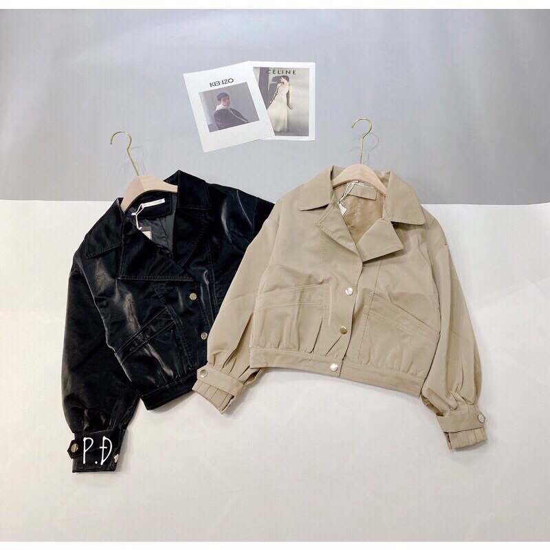 Áo khoác da nhung dáng bomber Hàng Quảng Châu L1