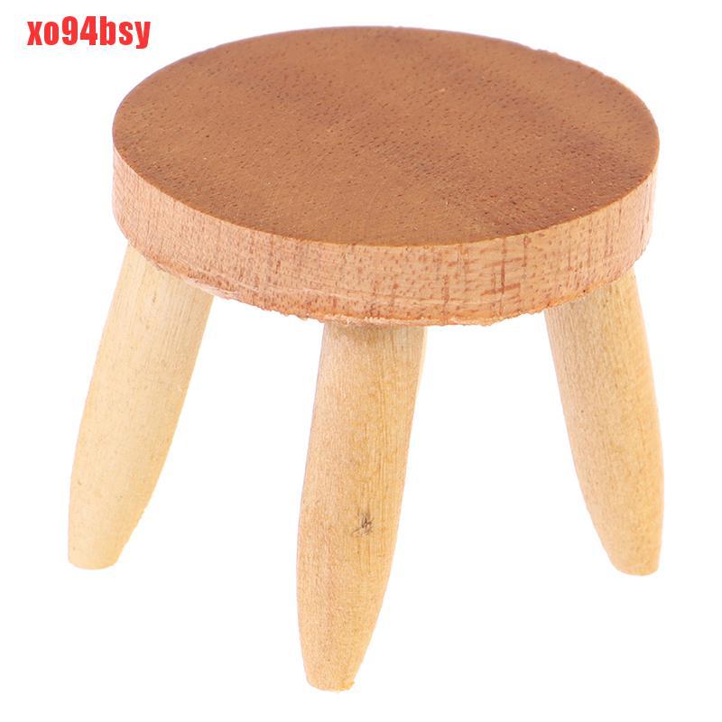 [xo94bsy]1:12 Dollhouse Miniatures Wood Stool Chair Bench Model Doll House Accessories