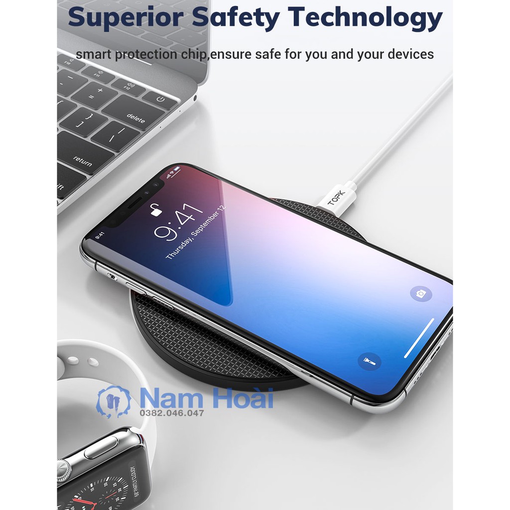 Đế sạc nhanh không dây TOPK B01W 10W cho iPhone Xs Max X 8 Plus Samsung Note 9 Note 8 S10 Hawei Sony