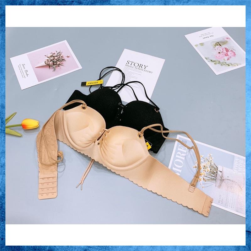 Áo lót nữ su đúc siêu nâng đẩy quả ngang dây rút, nâng ngực, vân hoa A8339