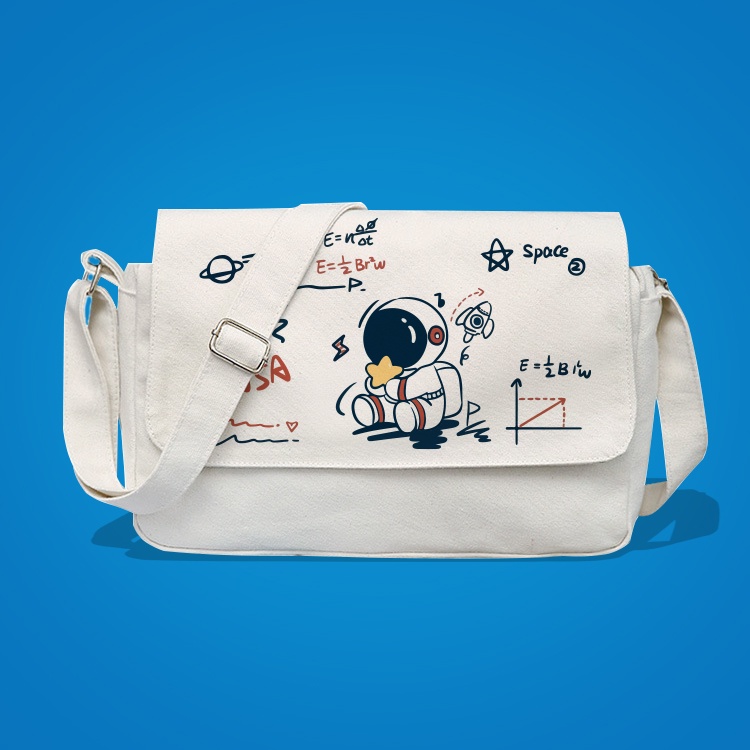 Túi Vải Đeo Chéo Vải Canvas Tote In Hình Phi Hành Gia Astronaut Phong Cách Ulzzang Hàn Quốc Giá Rẻ Đi Học, Đi Chơi