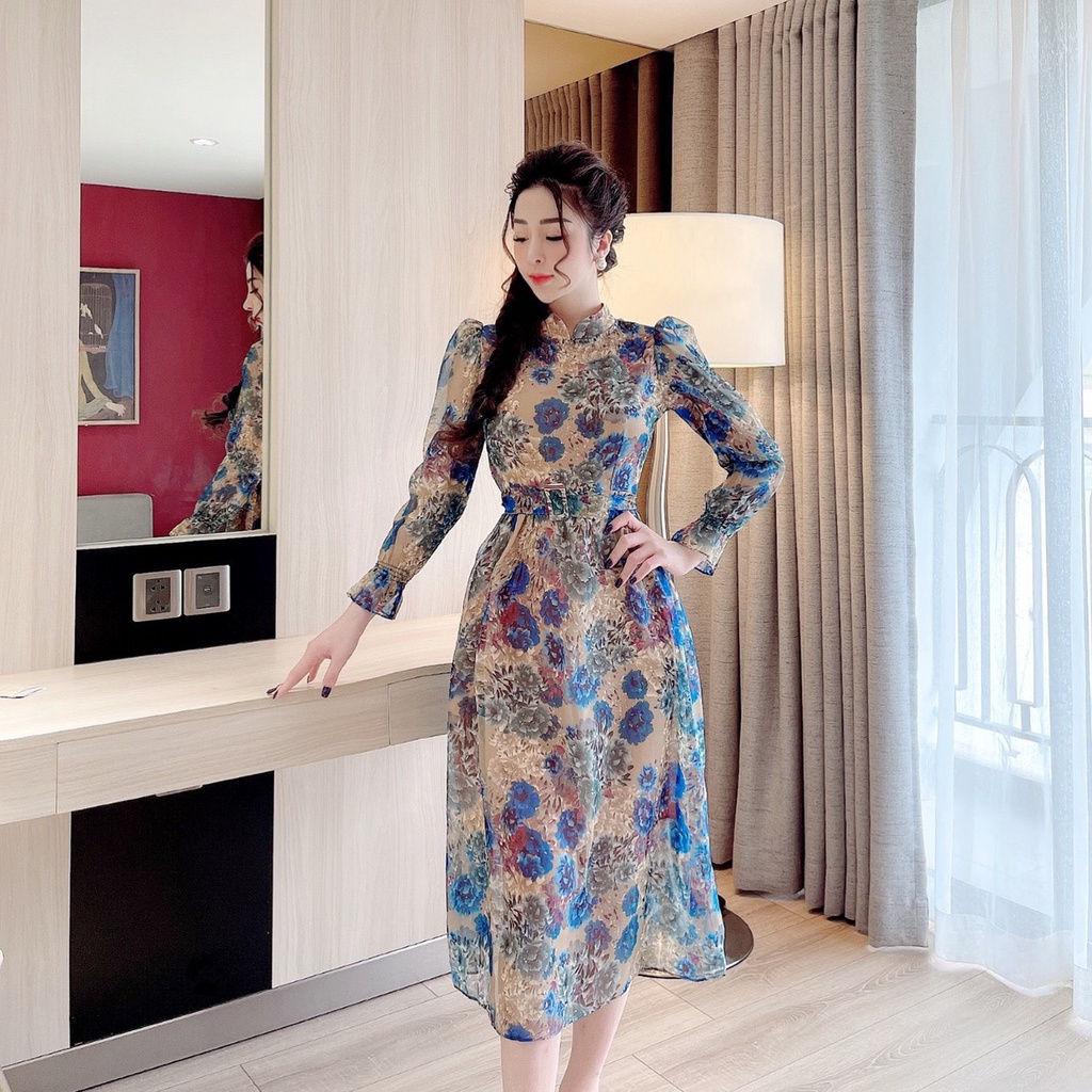 Đầm cổ tàu 🔸 HÀNG LOẠI 1 🔸 đầm dáng xòe chất liệu tơ mềm mại, form tôn dáng siêu hot | BigBuy360 - bigbuy360.vn