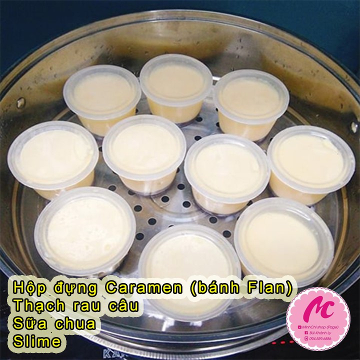 Set 10 Hộp nhựa nắp tròn làm Caramen – bánh Flan có nắp - MC1171