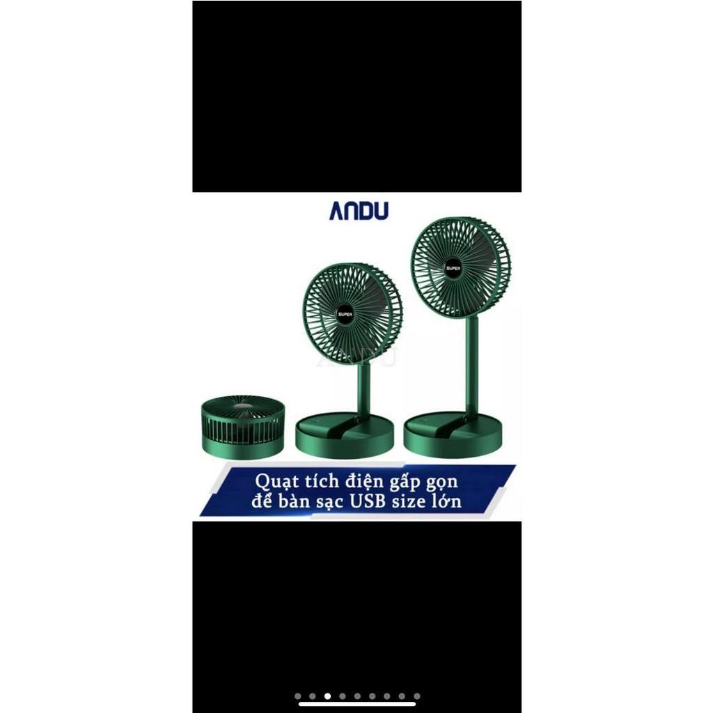 Quạt Tích Điện Cầm Tay Mini Để Bàn Gấp Tròn Siêu Gọn 3 Chế Độ Gió Pin Chạy 6-8 Giờ