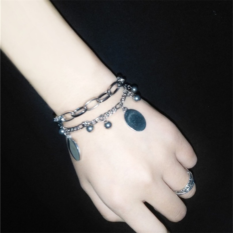 Vòng Tay Hai Lớp Phong Cách Harajuku Hàn Quốc 12126 Thời Trang Cho Nam Và Nữ