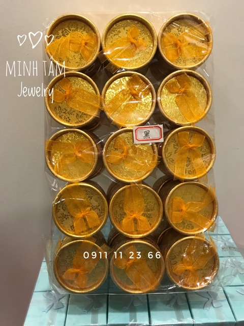 Hộp đựng nhẫn hình tròn có nơ -Minh Tâm Jewelry