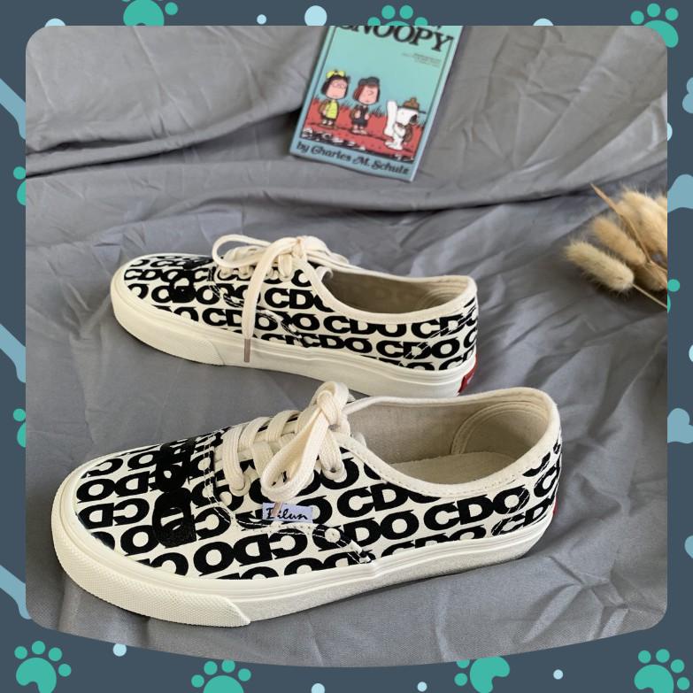 Giày Thể Thao Nữ AlyPony 2021 Ulzzang cổ thấp có chữ CDG
