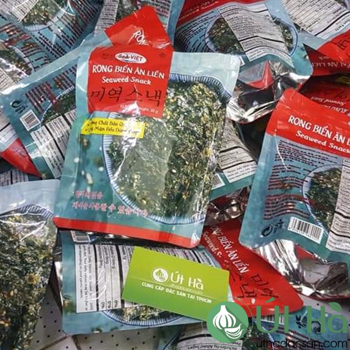 Rong Biển Cháy Tỏi Bịch 30gr Rong Biển Ăn Liền SeA-Viet Nha Trang Chay Mặn Đều Dùng Được  - Út Hà Đặc Sản