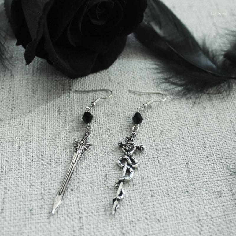 Khuyên Tai Dạng Thả Hình Thanh Kiếm Lớn Màu Bạc Cổ Điển Thời Trang Phong Cách Gothic Cho Nam Và Nữ
