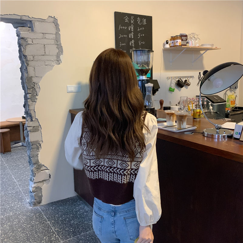 Áo Gile New Vest Korean V-neck Knitted Sweater Short Jacket Coats