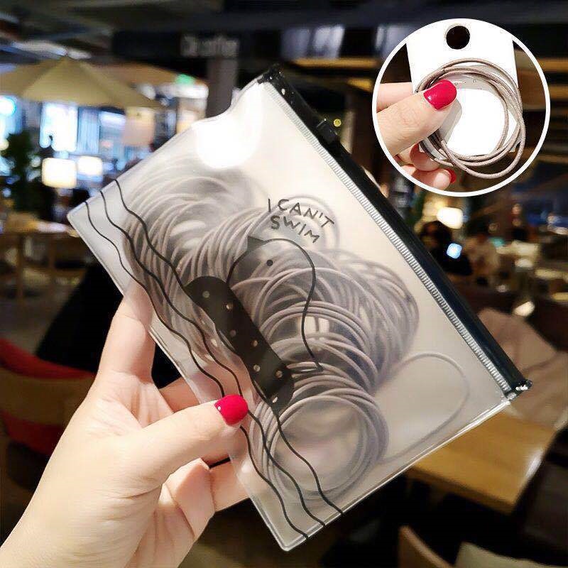 Túi 100 Dây Buộc Tóc Co Giãn Phong Cách Hàn Quốc Đơn Giản Cho Nữ