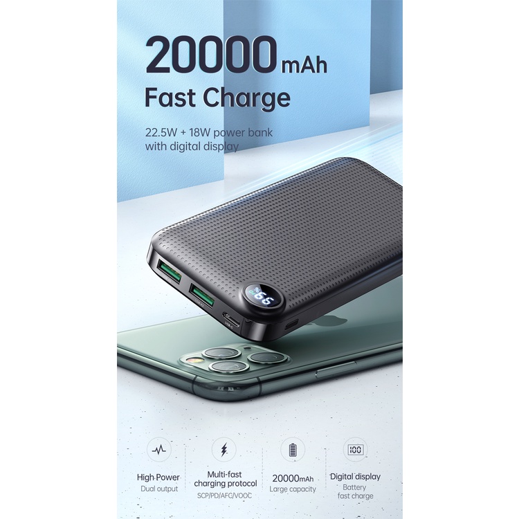 Sạc dự phòng Mcdodo 20000mAh 10000mAh 22.5W sạc nhanh AFC+PD+QC3.0+SCP+VOOC màn hình kỹ thuật số MC-716