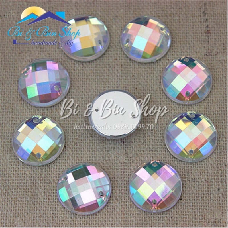 Đá Kết Tròn Ánh Cừ AB Đính Kết Trang Phục Thời Trang Làm Phụ Kiện Handmade