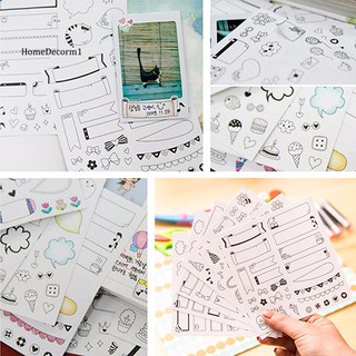 Set 6 tấm nhãn dán nhiều kiểu dễ thương dùng trang trí sổ lưu niệm sổ ghi chép đa năng