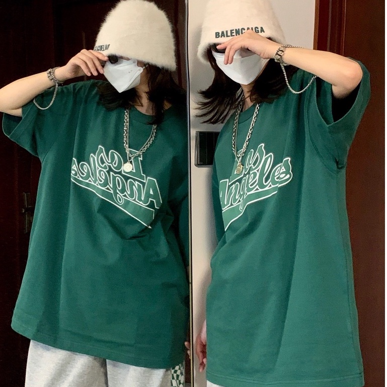 Set Kẻ Caro Xanh Los Angeles PEONYB Nữ [FREESHIP]  Bộ đồ quần culottes da cá kèm áo thun form rộng tay lỡ Ulzzang