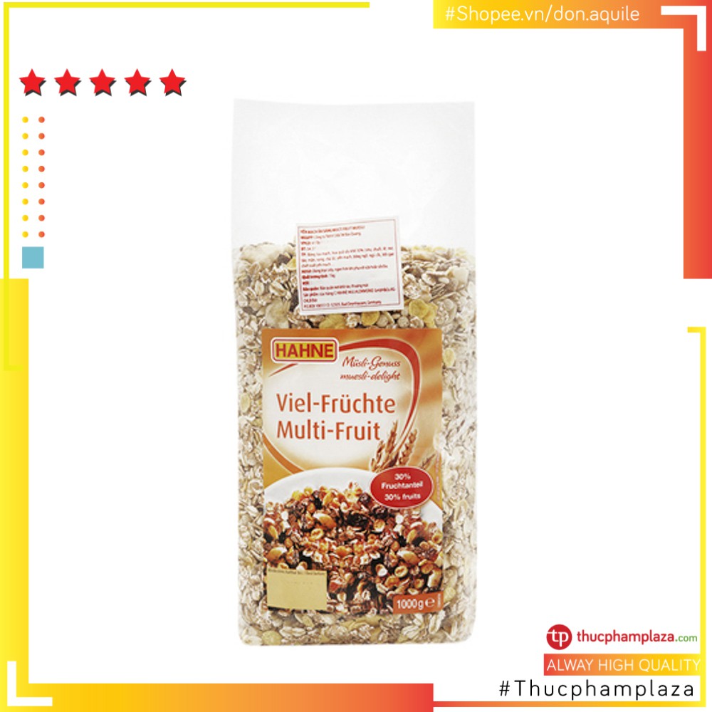 Ngũ cốc Hahne Muesli nhiều hoa quả Multi Fruite gói 1kg