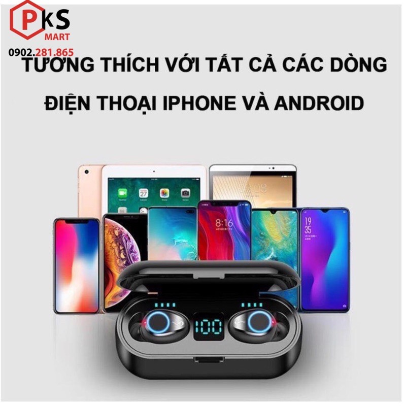 Tai Nghe Bluetooth Amoi F9 - F9Pro -F9-11 - S11 Nút Cảm ứng, Pin 280 giờ, Sạc Dự Phòng, Chống Nước, iphone, - PKSMART