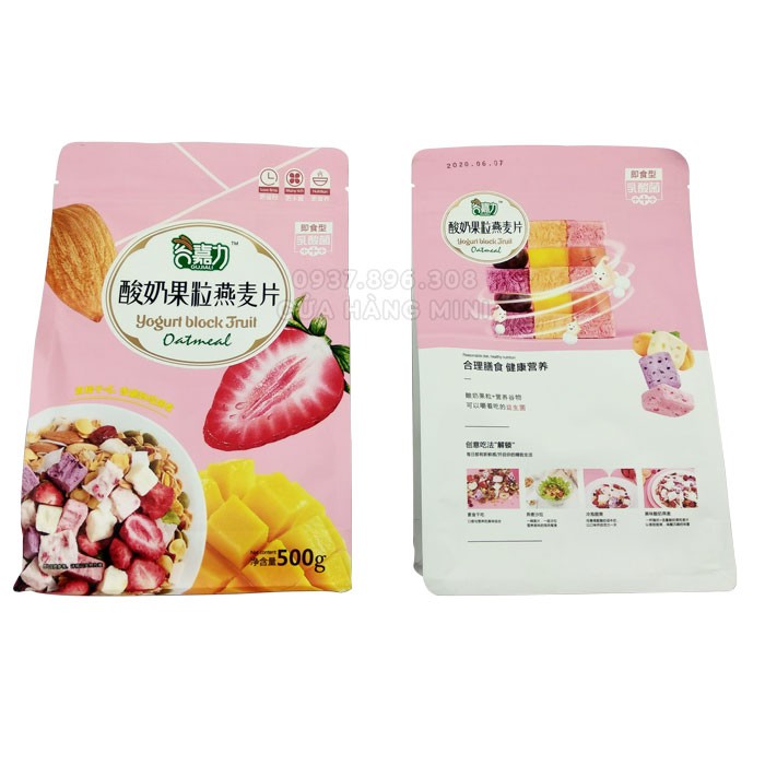 【LOẠI NGON】 Ngũ Cốc Sữa Chua Ăn Sáng Tăng Giảm Cân Mix Trái Cây Yogurt Block Fruit - 500g | WebRaoVat - webraovat.net.vn