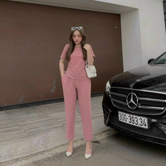 Sét bộ thun gân tăm phom thụng áo rút dây quần dài siêu HOT