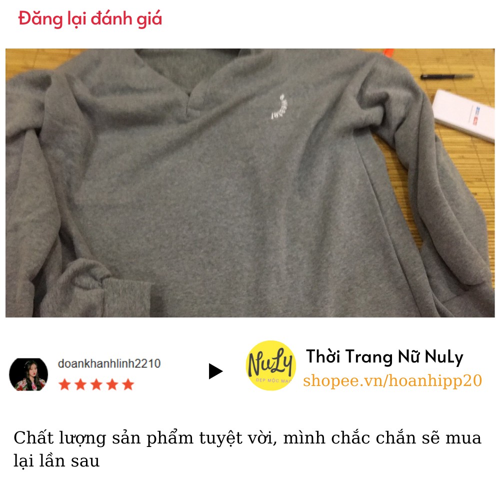 Áo sweater nỉ bông Letters NULY tay bồng, form rộng Oversize kiểu dáng Ulzzang, ASL