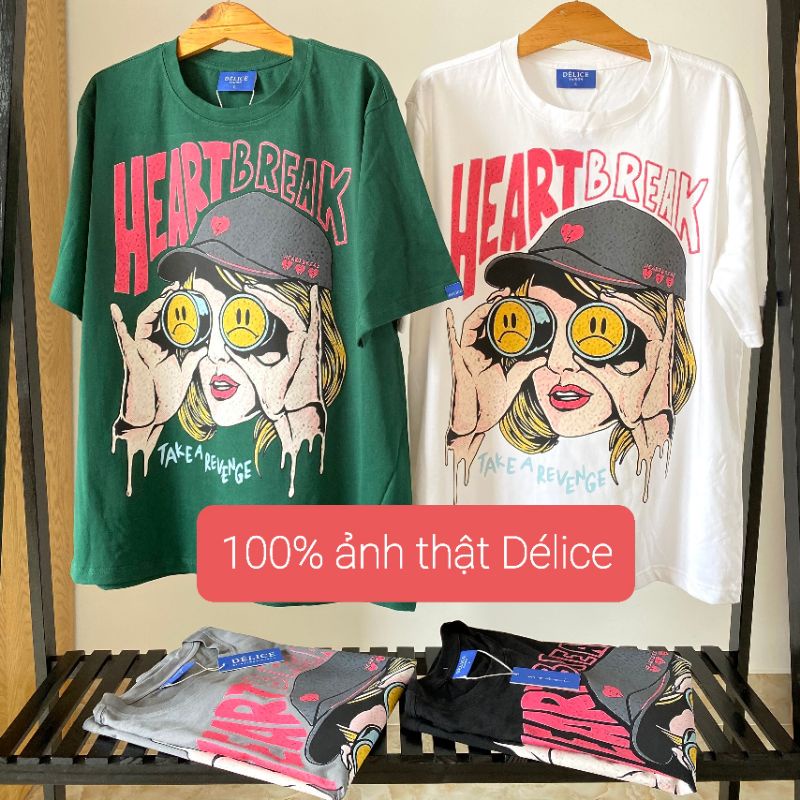Áo thun Full size % ảnh thật % cotton Form rộng unisex Heart Délice studio