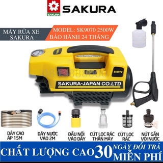 Máy rửa xe Sakura 3500W có chỉnh áp đầy đủ phụ kiện lõi đồng 100%