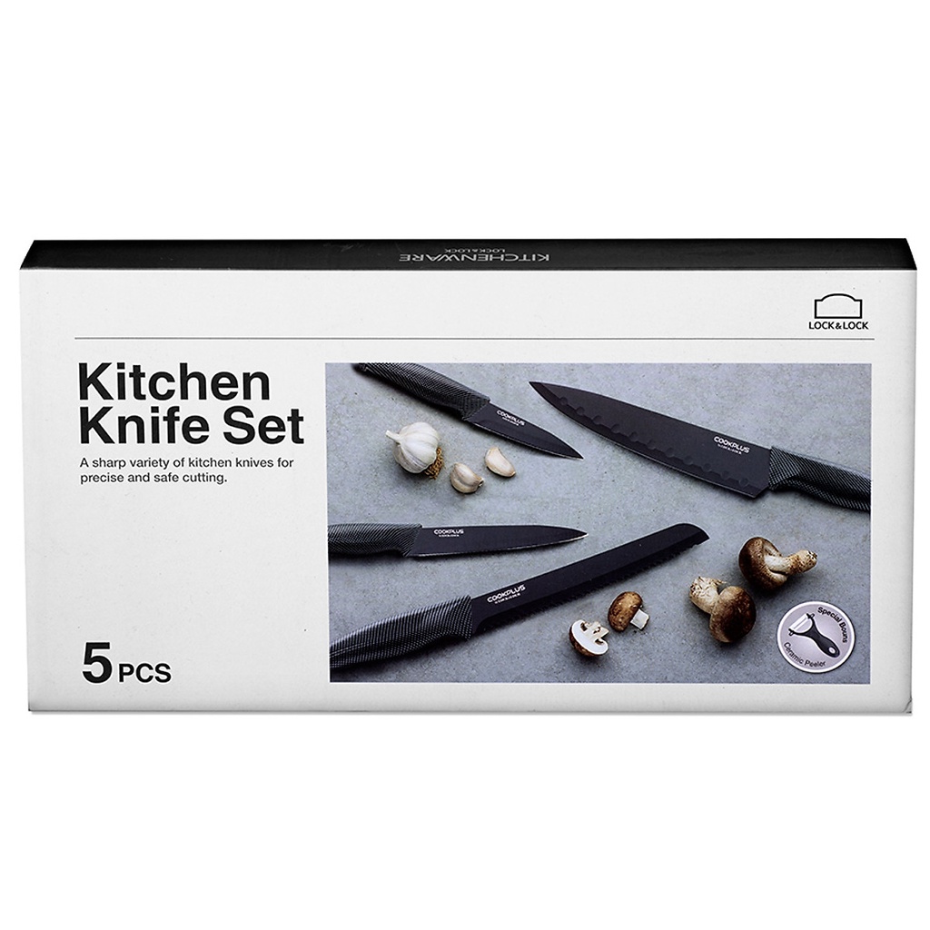 Bộ dao nhà bếp 5 món Lock&Lock COOKPLUS CKK101S5BLK - BABYHOPSG