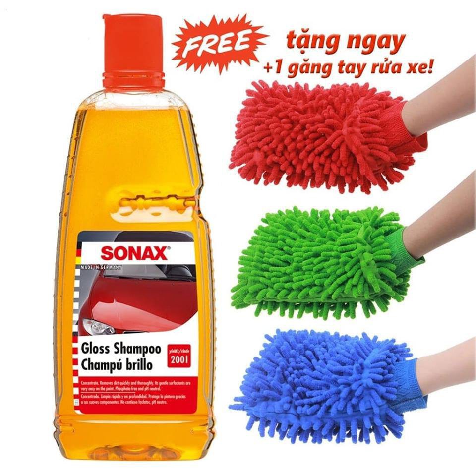 [Mã LIFEAUMAY giảm 10% tối đa 30k đơn 150k] [Tặng bao tay rửa xe] Nước rửa xe Sonax đậm đặc 1L