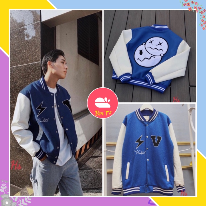 Áo BomBer V In Hình Mặt Cười 🐷 Áo Khoác Nỉ Cúc Bấm Dài Tay Dáng Rộng 🐷 Bọn Tớ