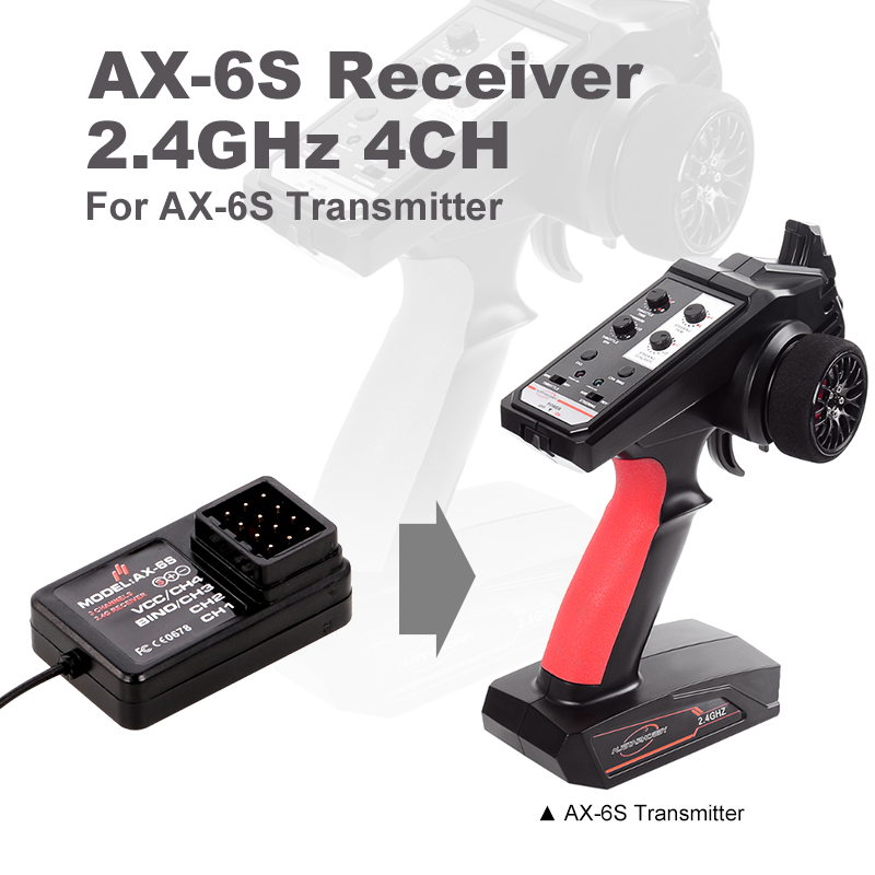 Thiết Bị Nhận Tín Hiệu AUSTAR AX-6S 2.4G 4CH Cho Xe Điều Khiển Từ Xa AX-6S Q65 MN90 1 / 10 1 / 8 Crawler TRX4 Axial SCX10 D9