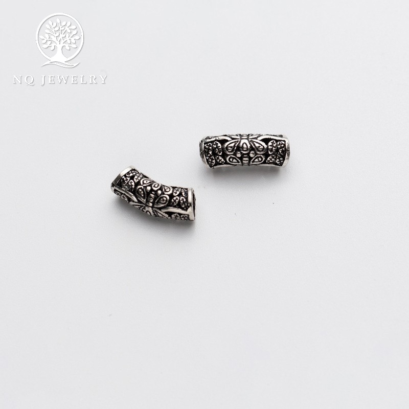 Charm bạc 925FREESHIP  Charm bạc hình ống khắc họa tiết hoa văn cao cấp- NQ Jewelry