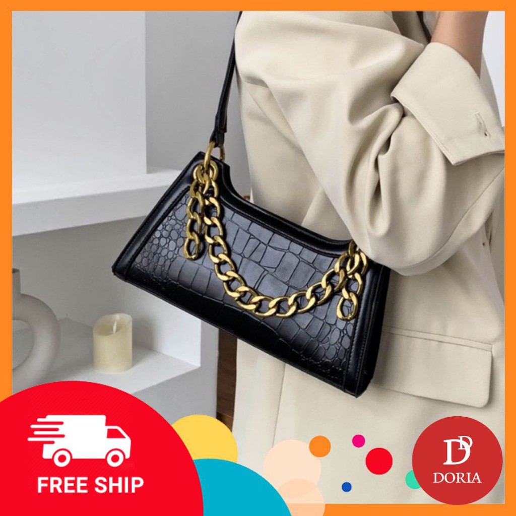 TÚI KẸP NÁCH QUEEN DÂY XÍCH BẢN TO 🔥FREESHIP🔥Túi Đeo Vai kèm dây đeo chéo siêu hot 2020 - DR602 | BigBuy360 - bigbuy360.vn