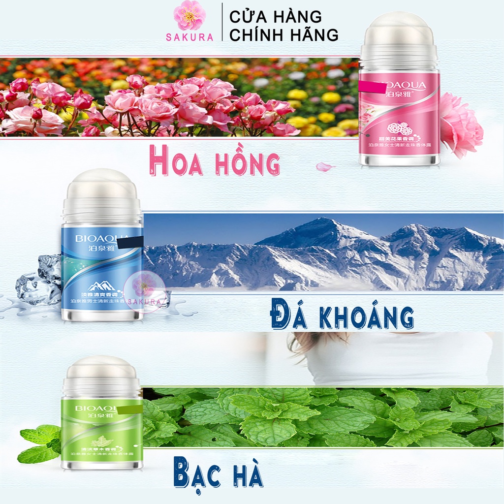 Lăn nách nam nữ BIOAQUA lưu hương lâu dài khử mùi hôi nội địa trung SAKURA 50ml