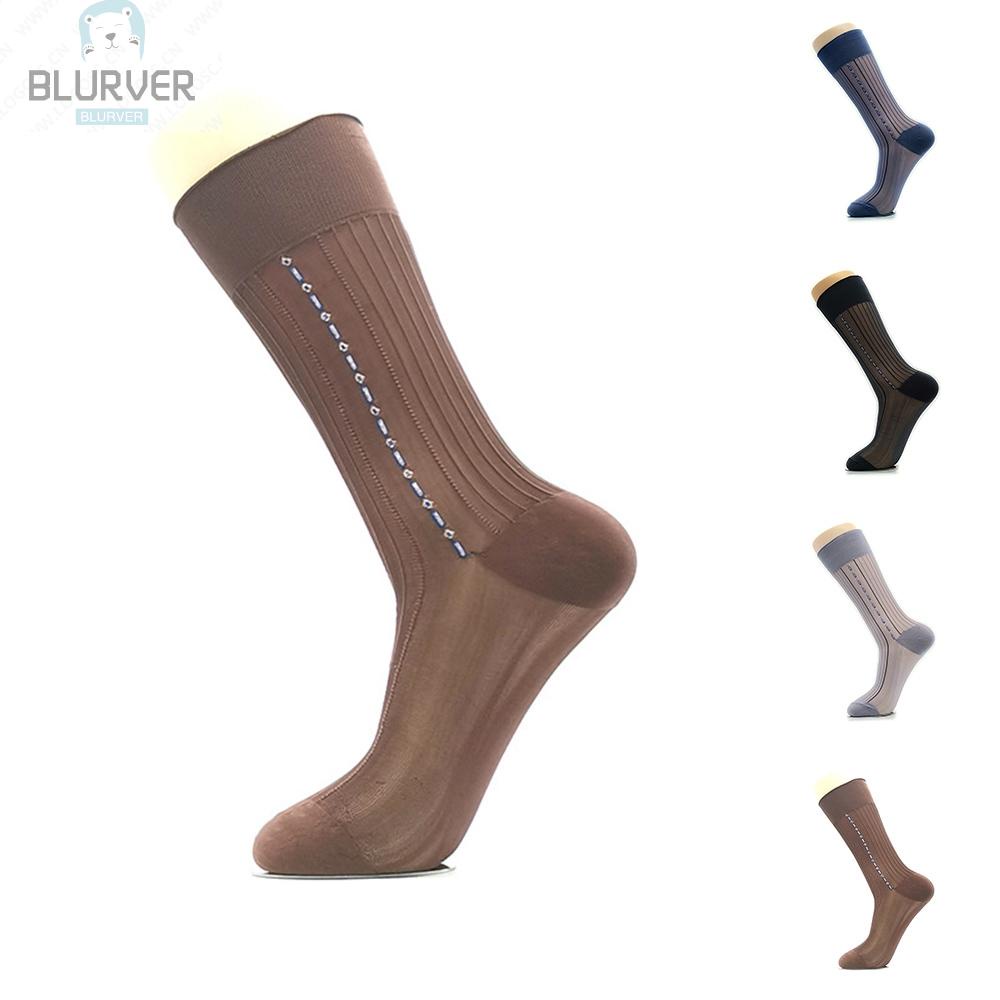 BLURVER~Men\'s Socks Formal Workwear Nylon Spandex See Through Silk Sheer Socks#blueriver