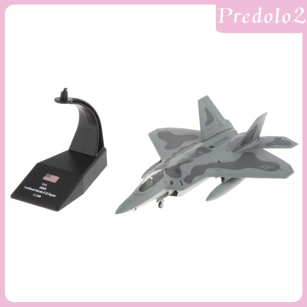 Mô hình đồ chơi máy bay chiến đấu mỹ F-22 tỉ lệ 1/100 trang trí để bàn