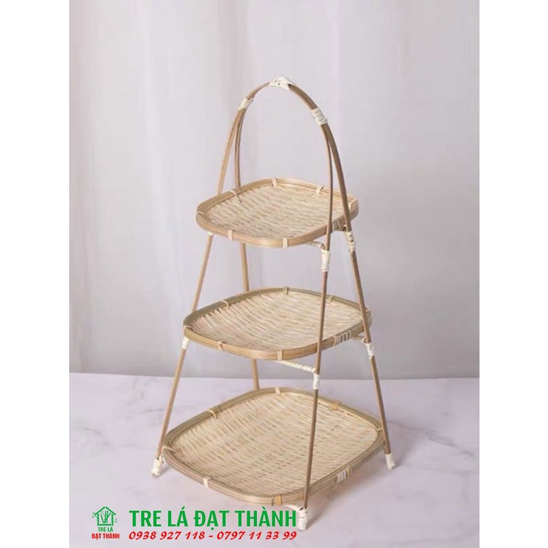 Mẹt tre nhiều tầng 1, 2 ,3 tầng đựng đồ ăn trang trí, Kệ tre đã sử lý chống ẩm mốc và mối mọt