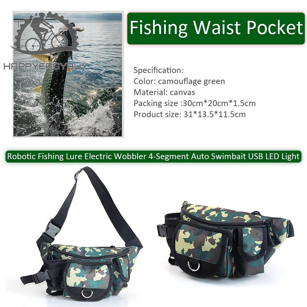 HAN❀Outdoor Fishing Waist Bag Large Capacity Canvas Lure Bag Fishing Tackle