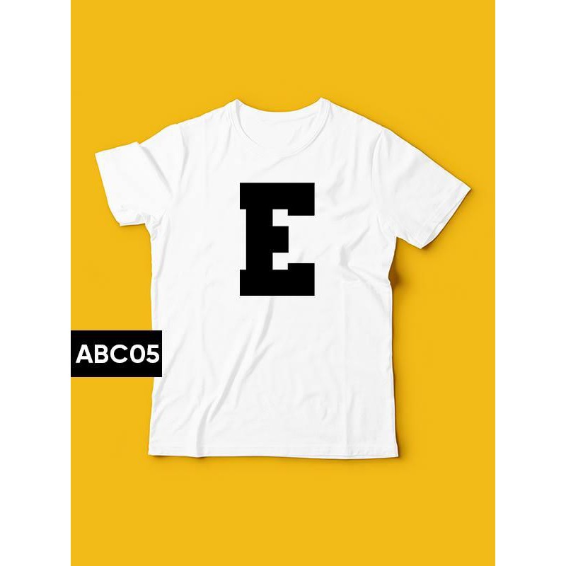 Áo thun nữ đẹp form rộng Hàn Quốc in bảng chữ cái chữ E ( Trắng )
