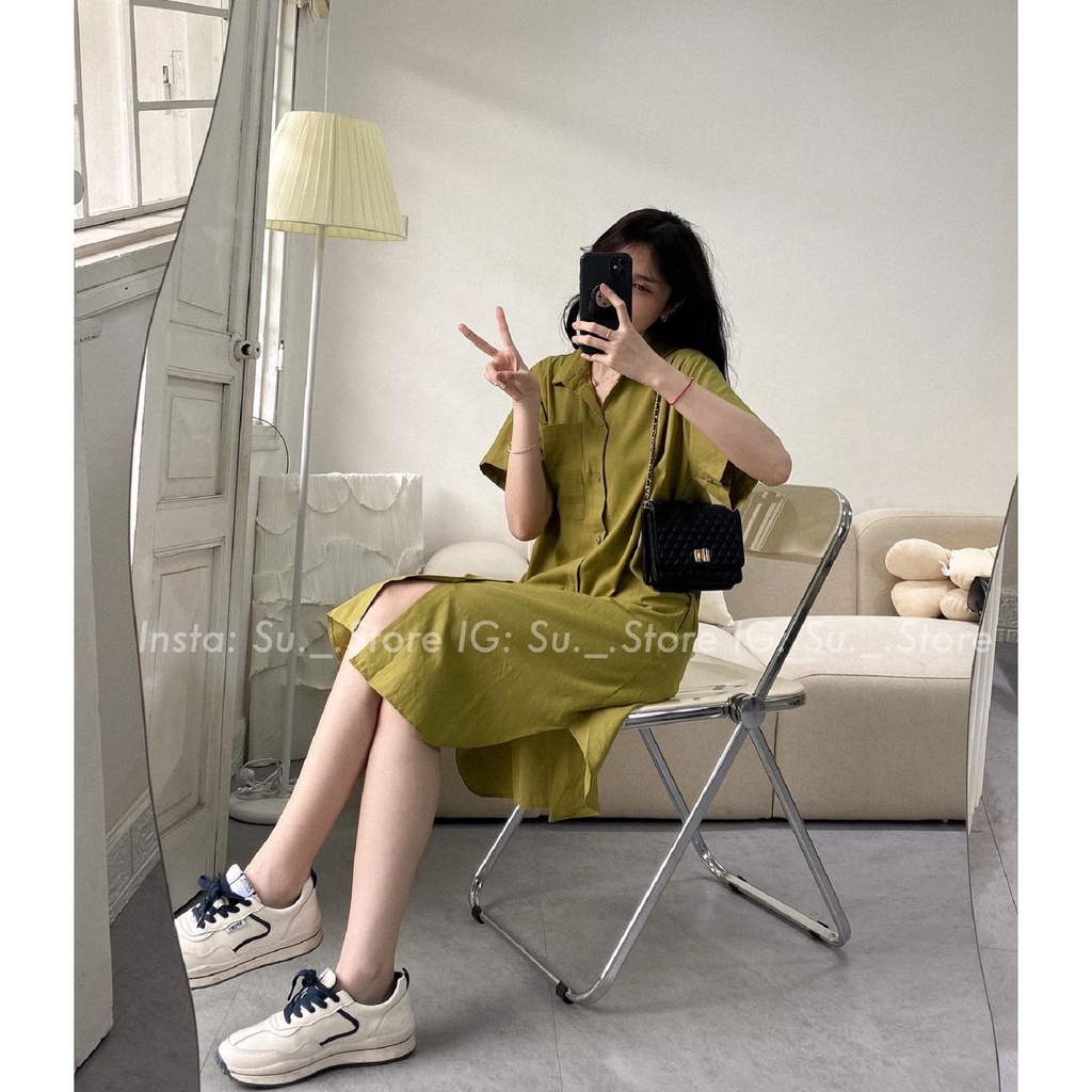 Váy sơ mi dáng dài túi ngực V628 SUSTORE | BigBuy360 - bigbuy360.vn