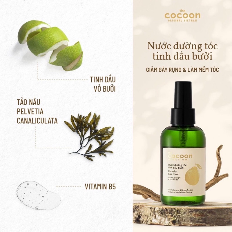 Nước dưỡng tóc tinh dầu bưởi Cocoon kích thích mọc tóc giảm gãy rụng làm mềm tóc 140ml