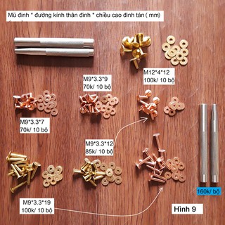 1 bộ đinh tán đồng thau đặc