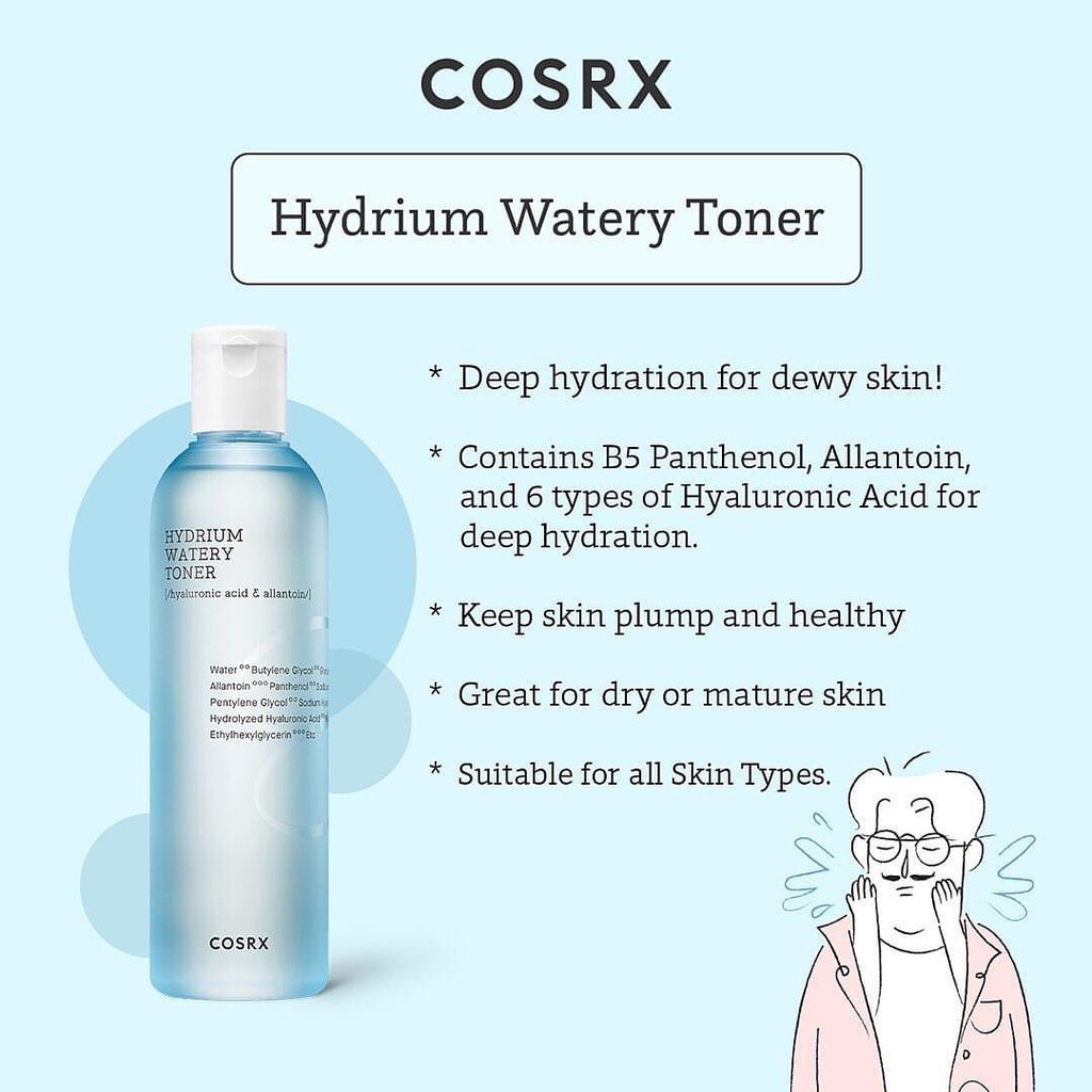Nước cân bằng da dưỡng ẩm mát lành Cosrx Hydrium Watery Toner 30ml/50ml/150ml