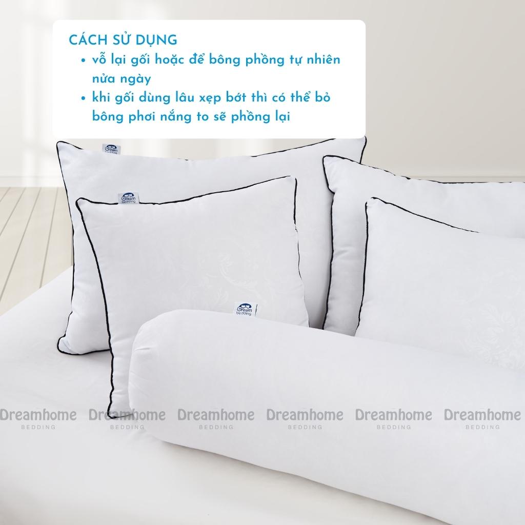 Ruột gối 50x70 45x65 DREAHOME, gối nằm ngủ cho người lớn thấp mềm, có khóa kéo điều chỉnh độ cao