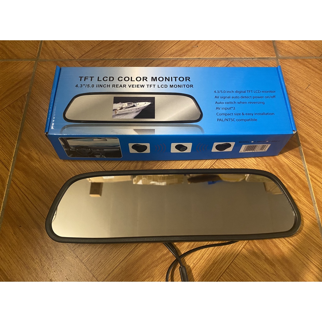 Màn hình gương chiếu hậu ô tô 5 inch LCD hiển thị camera tiến, lùi, cập lề