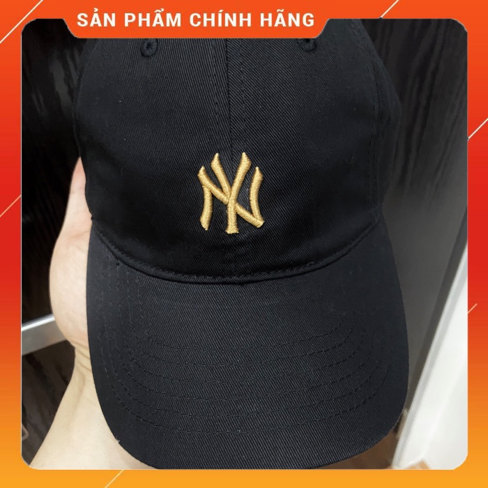 Mũ Nón MLB Đen Logo NY LA Trắng Gold Hàng Xuất Xịn