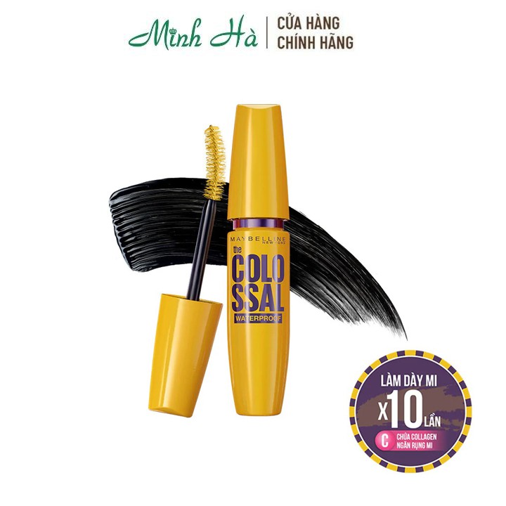Mascara Maybelline New York Colossal Waterproof 9.2ml không lem không trôi dày mi gấp 10 lần - mỹ phẩm MINH HÀ cosmetics