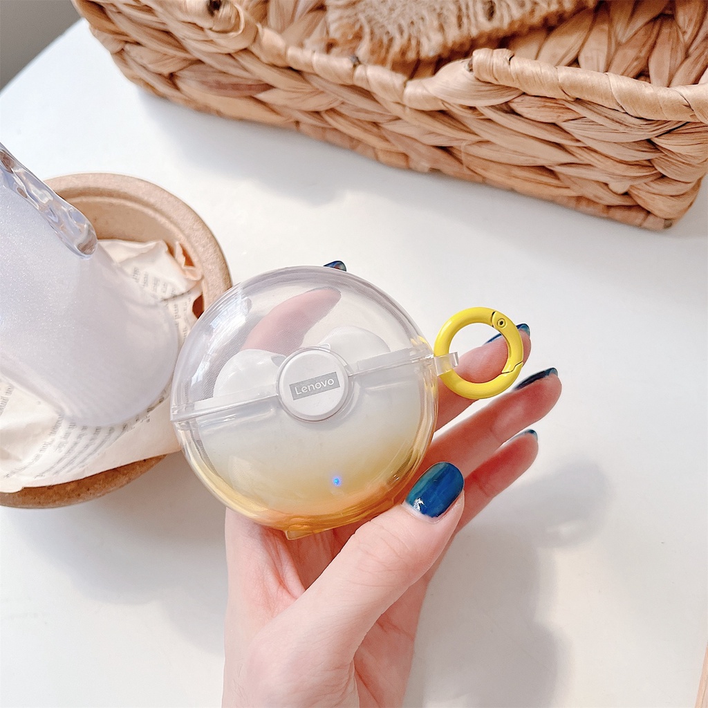 Vỏ Bảo Vệ Hộp Sạc Tai Nghe Không Dây Lenovo LP80 TWS Bằng Silicon TPU Mềm Trong Suốt Chống Sốc Chống Rơi Kèm Móc Treo