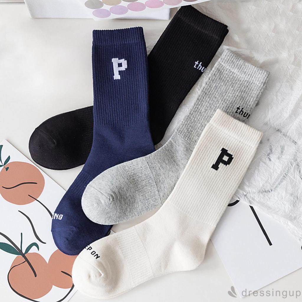 Đôi tất co giãn in chữ đơn giản dành cho nữ
