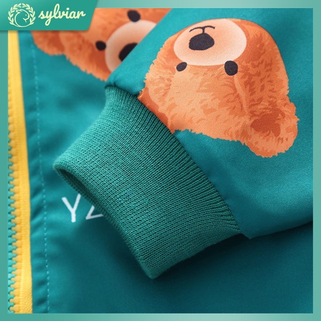 Áo Khoác Cardigan Hai Mặt Có Khóa Kéo In Họa Tiết Hoạt Hình Dễ Thương Cho Bé 1-6 Tuổi